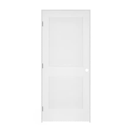 Trimlite 34"x80"x13/8" Primed 2Panel Interior Flat Panel Ovolo Bead 49/16" RH Prehung Brushed Chrome 2168pri8082RH26D4916